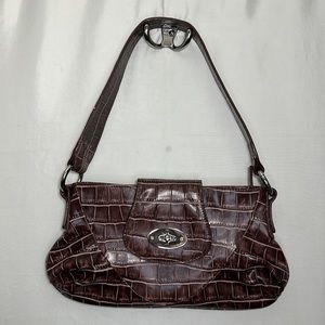 Danier Croc Style Shoulder Bag in Brown